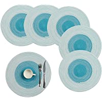 Pauwer - Juego de 6 manteles Individuales Redondos Trenzados- Azul- 6 Unidades
